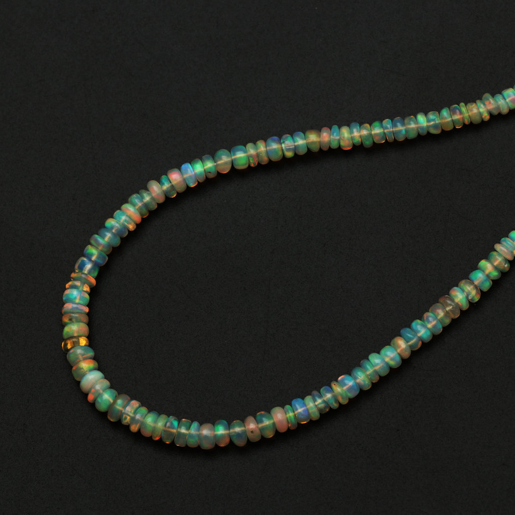 Natural Ethiopian Opal Smooth Roundel Beads 3 mm to 4 mm, Ethiopian Opal Beads, Gem Quality , 18 Inch/ 46 Cm Full Strand, Price Per Strand - National Facets, Gemstone Manufacturer, Natural Gemstones, Gemstone Beads