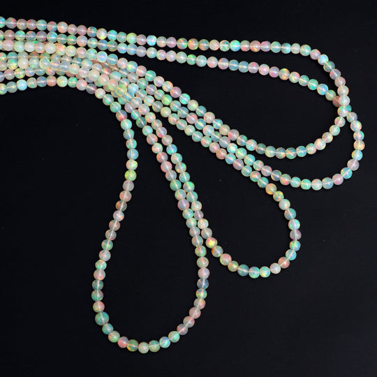 Natural Ethiopian Opal Smooth Round Balls Beads - 4.5 mm To 5 mm - Opal Jewelry Making Beads, 18 Inches Full Strand, Price Per Strand