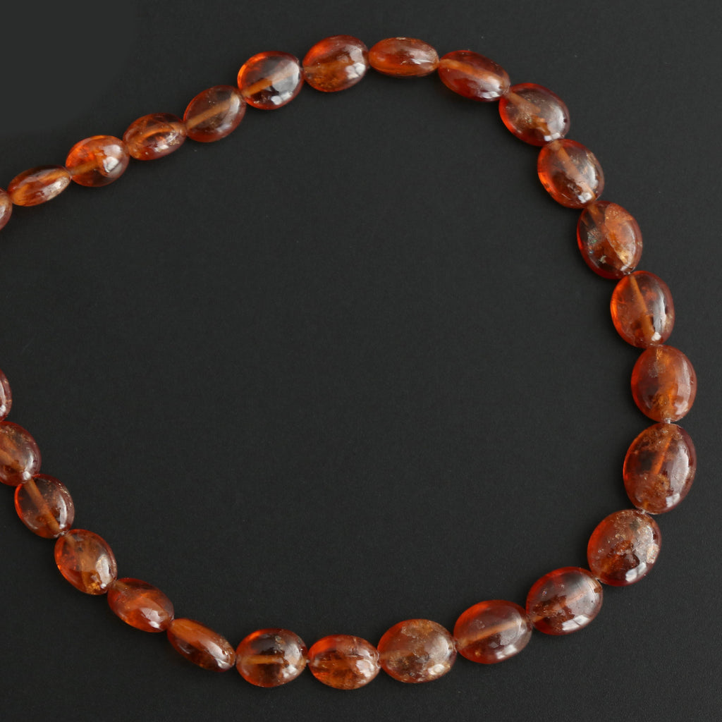 Hessonite Smooth Oval Beads- 5x6 mm to 7x9 mm - Hessonite Oval Gemstone- Gem Quality , 20 Cm Full Strand, Price Per Strand - National Facets, Gemstone Manufacturer, Natural Gemstones, Gemstone Beads