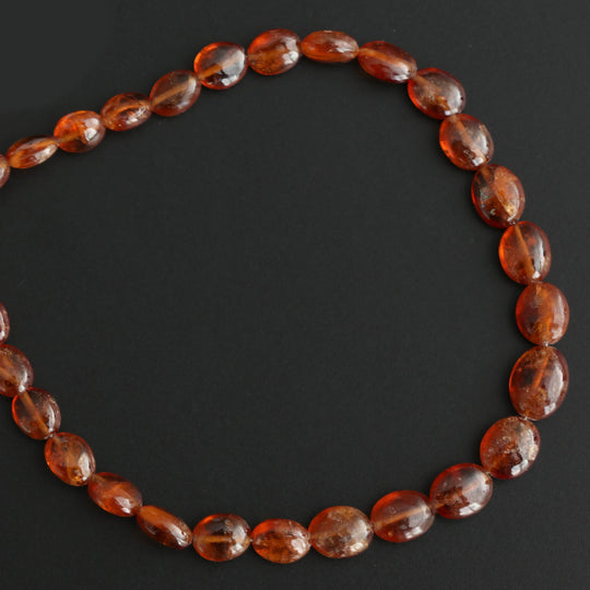 Hessonite Smooth Oval Beads- 5x6 mm to 7x9 mm - Hessonite Jewelry Making Beads, 20 Cm Full Strand, Price Per Strand