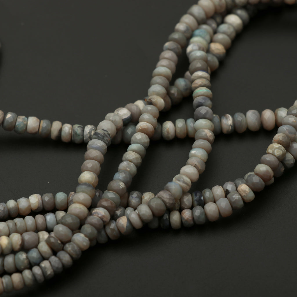 Australian Opal Faceted Rondelle Beads | 4 mm to 7 mm | Australian Opal Faceted Beads | Gem Quality | 8 Inch/18 Inch | Price Per Strand - National Facets, Gemstone Manufacturer, Natural Gemstones, Gemstone Beads