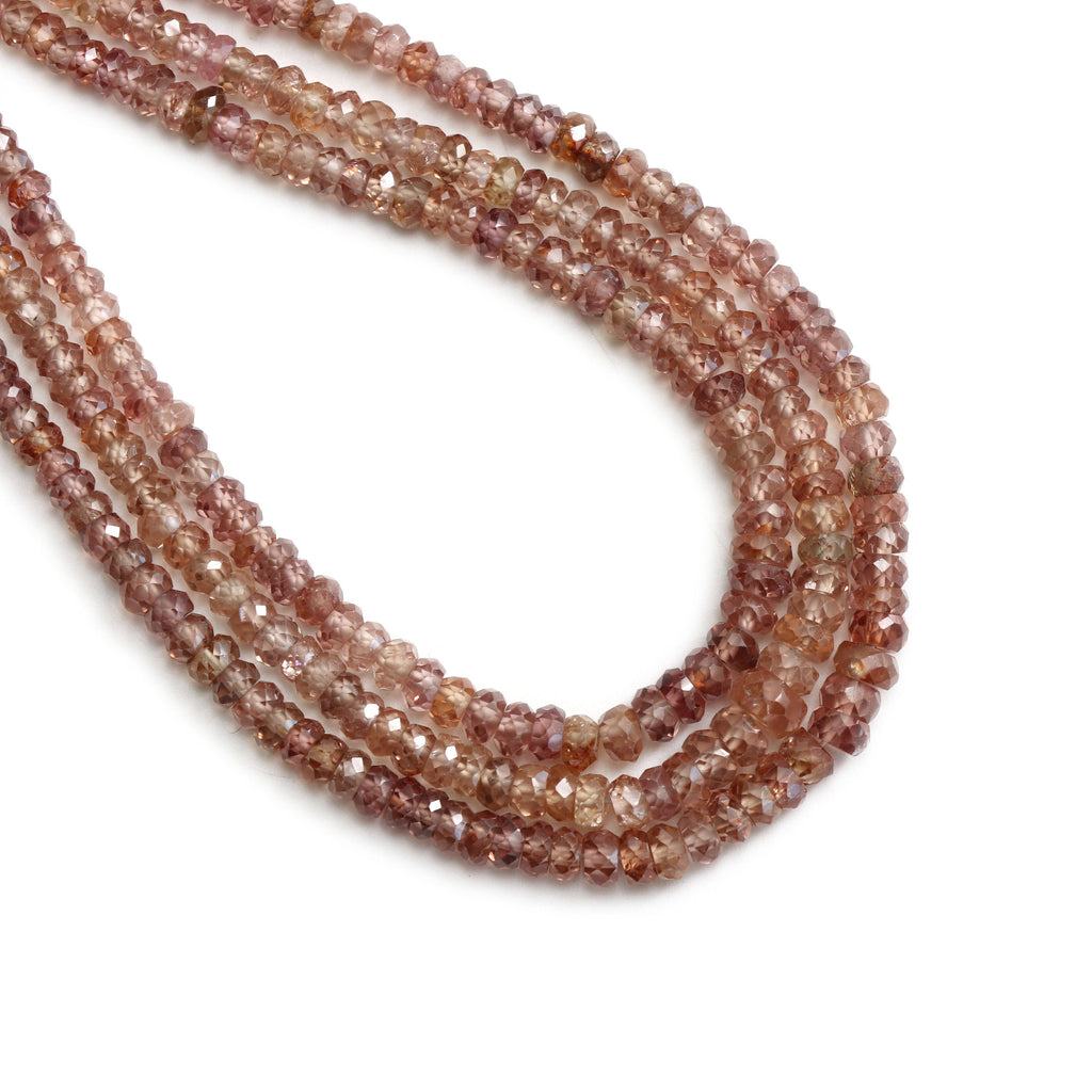 Natural Golden Zircon Faceted Roundelle Beads | Zircon Necklace | 3 mm to 5 mm | 8 Inch/ 16 Inch/ 18 Inch Full Strand | Price Per Strand - National Facets, Gemstone Manufacturer, Natural Gemstones, Gemstone Beads
