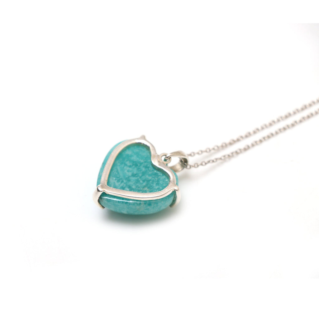 Amazonite Smooth Heart Gemstone Prong Pendant | 925 Sterling Silver Plated | Gift For Mom | Price Per Pendant - National Facets, Gemstone Manufacturer, Natural Gemstones, Gemstone Beads