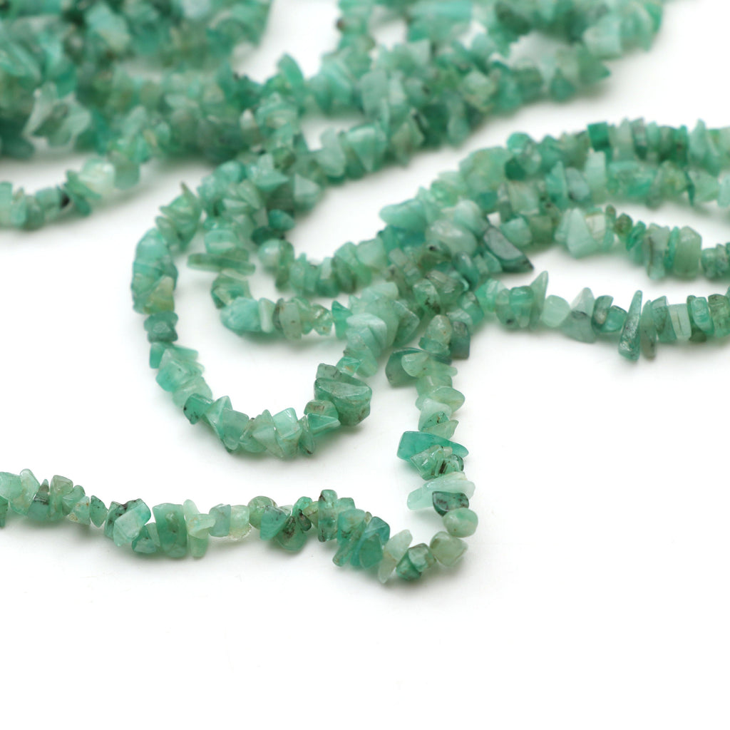 Natural Emerald Smooth Nuggets Beads | 4x5 mm to 4x7 mm | Necklace for Women | 34 Inch Full Strand | Pack of 5 Strands - National Facets, Gemstone Manufacturer, Natural Gemstones, Gemstone Beads