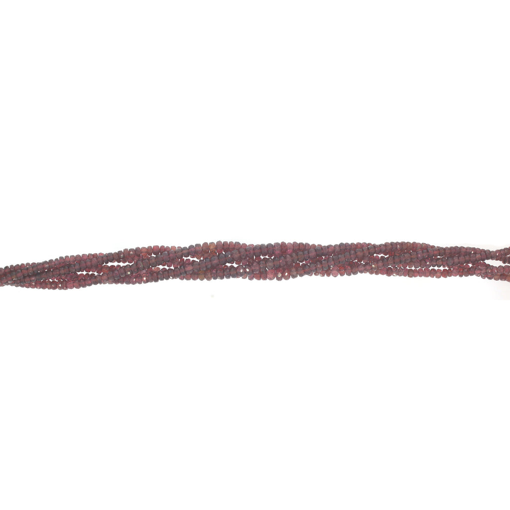 Natural Garnet Faceted Roundel Beads, 3 MM to 4.5 MM, Garnet , 8Inch Price Per Strand - National Facets, Gemstone Manufacturer, Natural Gemstones, Gemstone Beads