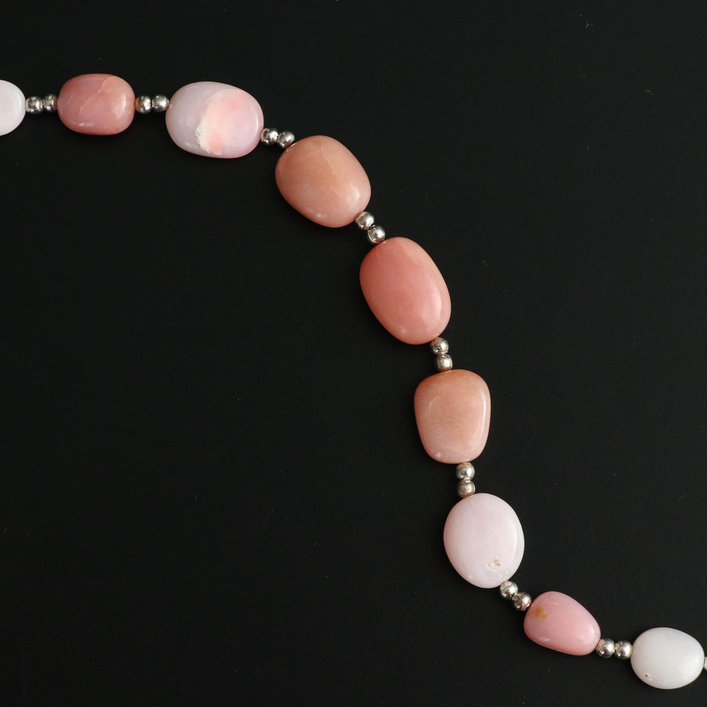 Pink Opal Smooth Tumble Beads - 10x11 mm to 13x17 mm - Pink Opal Gemstone - Gem Quality , 8 Inch/ 20 Cm Full Strand, Price Per Strand - National Facets, Gemstone Manufacturer, Natural Gemstones, Gemstone Beads