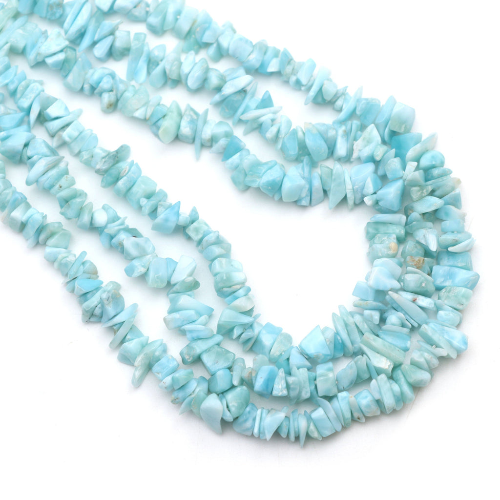Natural Larimar Smooth Nuggets Beads | 5x6 mm to 5x7 mm | Necklace for Women | 36 Inch Full Strand | Pack of 5 - National Facets, Gemstone Manufacturer, Natural Gemstones, Gemstone Beads