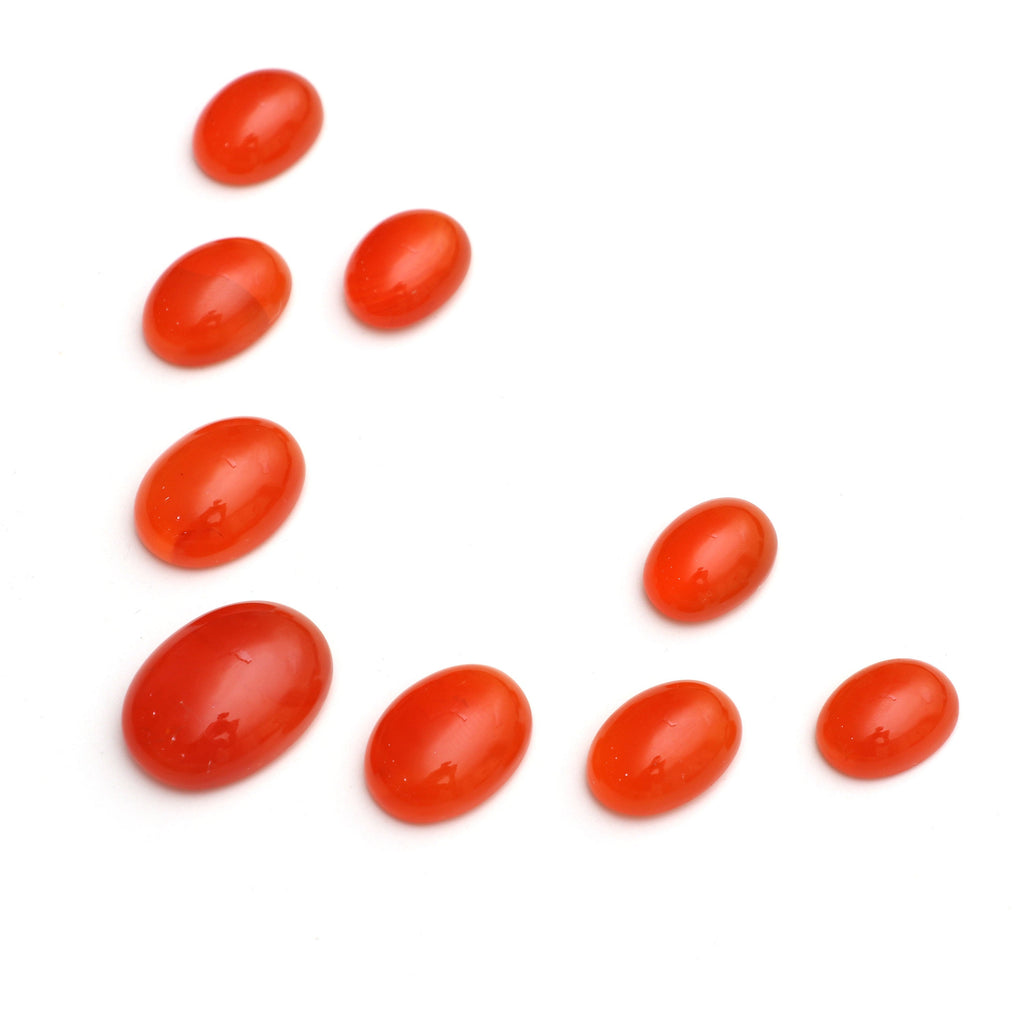 AAA Quality Natural Carnelian Smooth Oval Cabochon Gemstone | 12x16mm To 18x24mm | Gemstone Cabochon | Set of 9 Pieces - National Facets, Gemstone Manufacturer, Natural Gemstones, Gemstone Beads