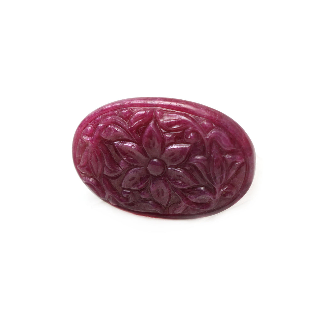 Natural Ruby Carving Oval Loose Gemstone - 25x33 mm - Ruby Oval, Ruby Carving Loose Gemstone, 1 Piece - National Facets, Gemstone Manufacturer, Natural Gemstones, Gemstone Beads