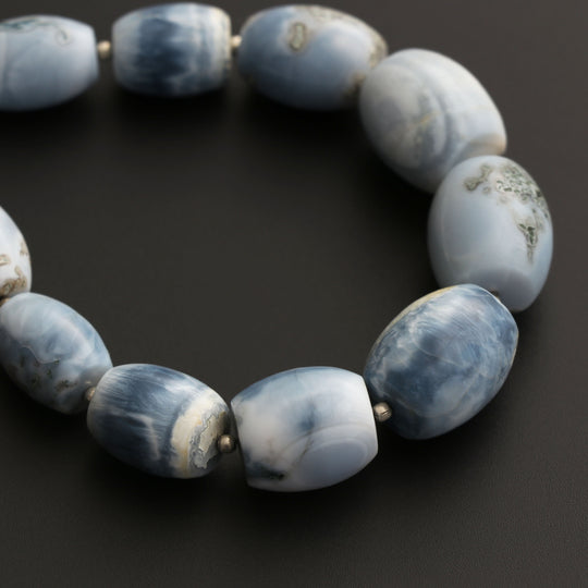 Blue Opal Smooth Tumble Beads, Opal Tumble - 11x16 mm to 16x19 mm - Blue Opal Jewelry Making Beads, 20 Cm Full Strand, Price Per Strand