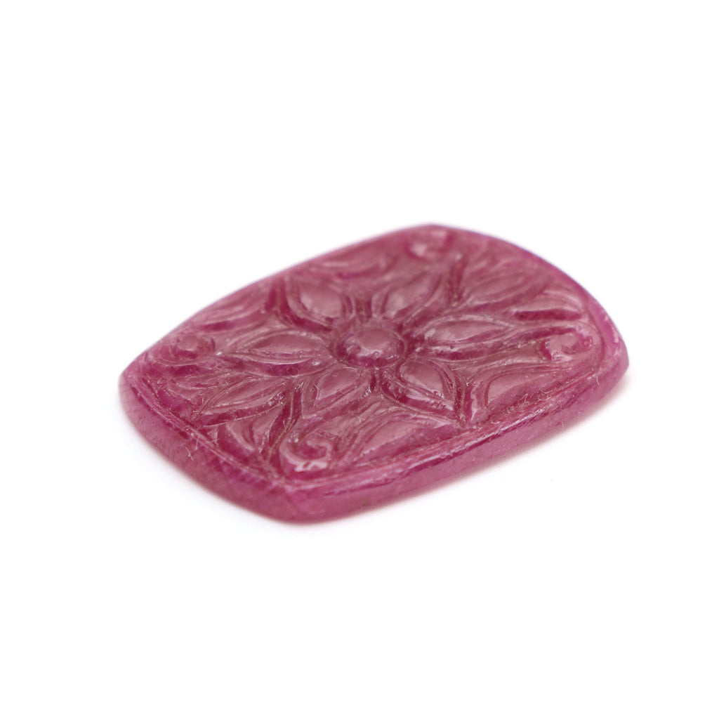 Natural Ruby Carving Cushion Loose Gemstone - 21x28 mm - Ruby Cushion, Ruby Carving Loose Gemstone, 1 Piece - National Facets, Gemstone Manufacturer, Natural Gemstones, Gemstone Beads