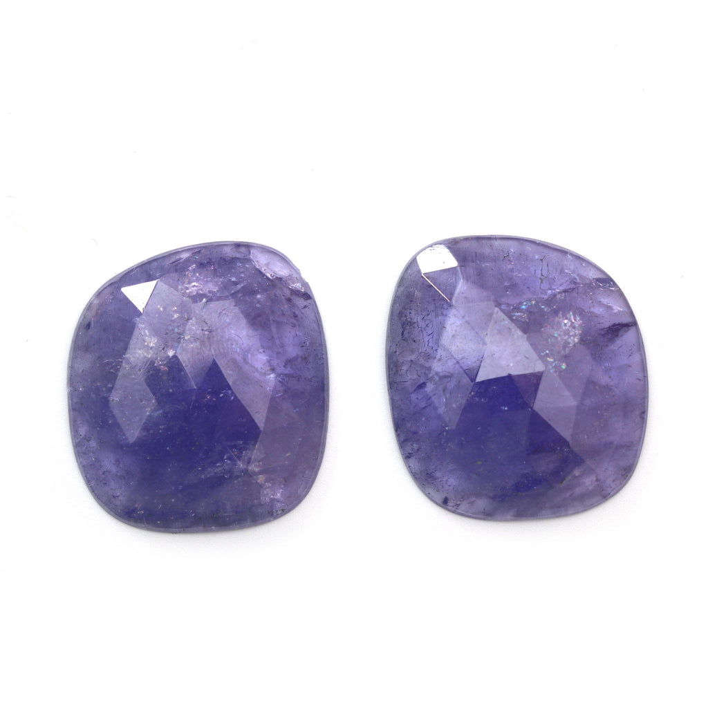 Natural Tanzanite Faceted Organic Cut Loose Gemstone, 24x27 mm, Cabochon Gemstone, Pair (2 Pieces) - National Facets, Gemstone Manufacturer, Natural Gemstones, Gemstone Beads