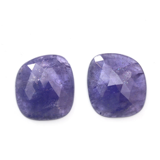 Natural Tanzanite Faceted Organic Cut Loose Gemstone, 24x27 mm, Cabochon Gemstone, Pair (2 Pieces)