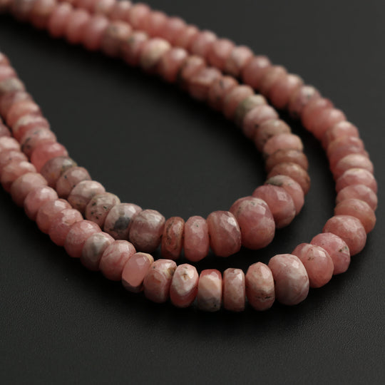 Natural Rhodochrosite Faceted Roundel beads, 3.5 mm to 7 mm, Rhodochrosite Beads, Gem Quality, 16 Inch Full Strand, Price Per Strand