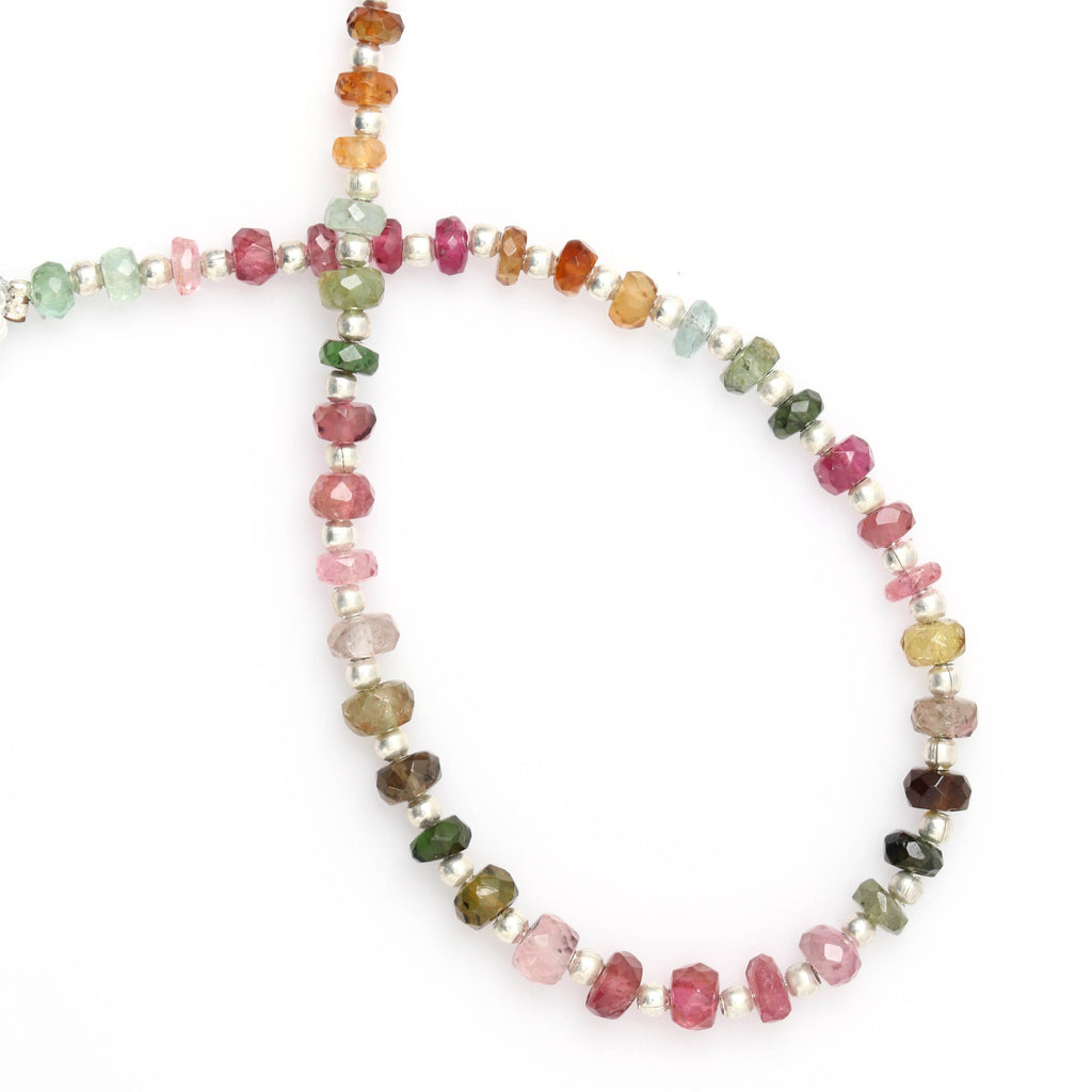 Multi Tourmaline Faceted Beads, Tourmaline Beads, Rondelle Beads, Multi Beads-4 mm- Multi Tourmaline - Gem Quality, 8 Inch, Price Per Strand - National Facets, Gemstone Manufacturer, Natural Gemstones, Gemstone Beads
