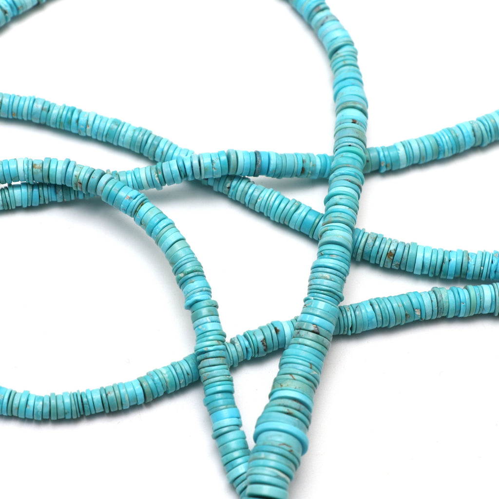 Turquoise Smooth Tyre Beads- 5 mm to 10 mm - Turquoise Coin - Gem Quality , 8 Inch/ 18 Inch Full Strand, Price Per Stand - National Facets, Gemstone Manufacturer, Natural Gemstones, Gemstone Beads