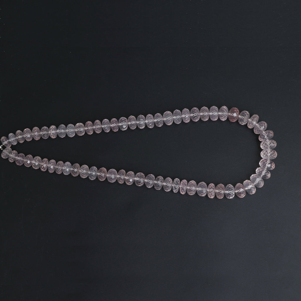 Natural Rose Quartz Faceted Rondelle Beads | 9.5 mm to 12.5 mm | Rose Quartz Beads | 18 Inch Full strand | Price Per Strand - National Facets, Gemstone Manufacturer, Natural Gemstones, Gemstone Beads