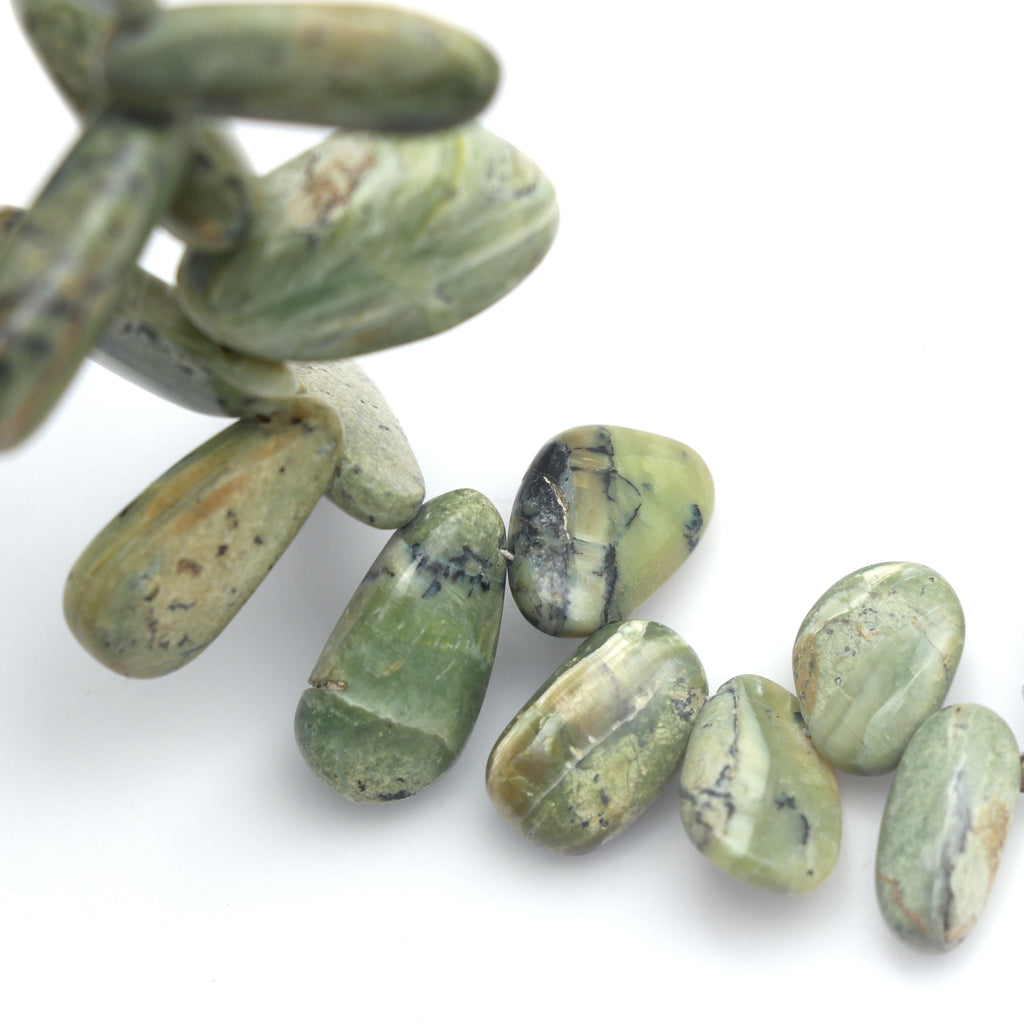 Serpentine Opal Smooth Pebbles Beads - 8x12 mm to 13x21 mm - Serpentine with Opal - Gem Quality , 13 Cm Full Strand, Price Per Strand - National Facets, Gemstone Manufacturer, Natural Gemstones, Gemstone Beads