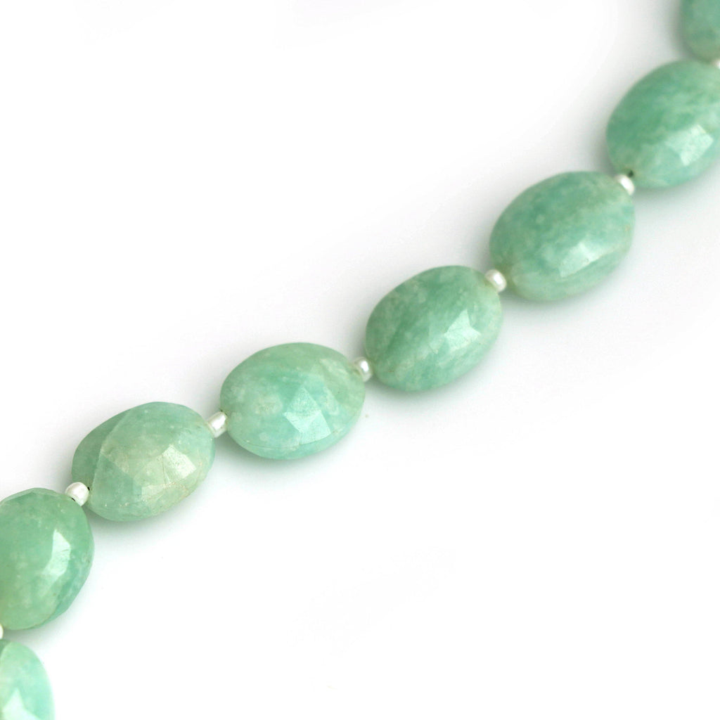 Amazonite Faceted Oval Beads, 5x9.5 MM to 4x10.5 MM, Amazonite, 8 Inch ,Price Per Strand - National Facets, Gemstone Manufacturer, Natural Gemstones, Gemstone Beads