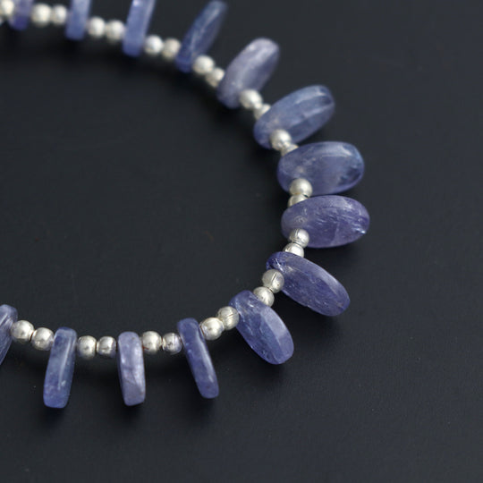 Natural Tanzanite Smooth Flat Oval Beads - 5x6 mm to 7x9 mm- Tanzanite Oval Cabs Gemstone- Gem Quality , 20 Cm Full Strand, Price Per Strand