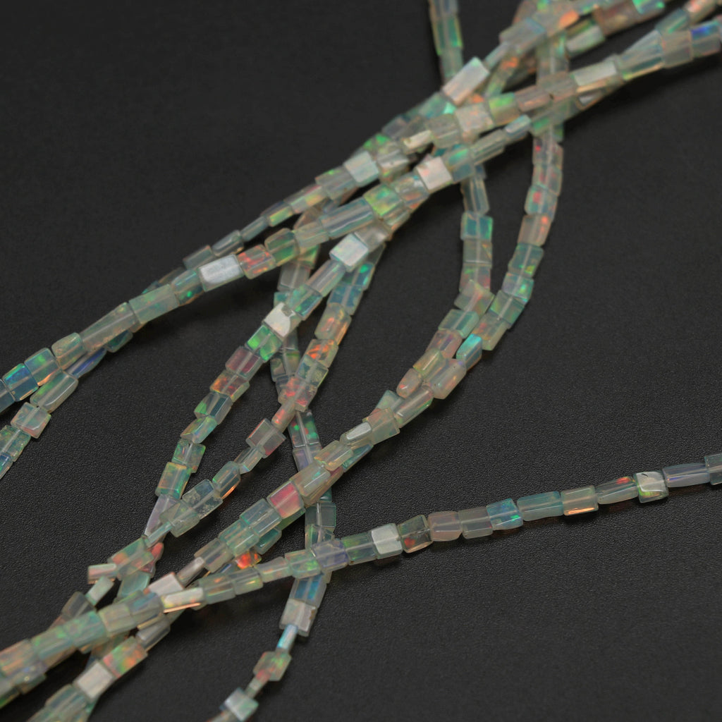 Natural Ethiopian Opal Smooth Rectangle Beads | 3x3.5 mm to 4x8 mm | 8 Inches/ 18 Inches Full Strand | Price Per Strand - National Facets, Gemstone Manufacturer, Natural Gemstones, Gemstone Beads