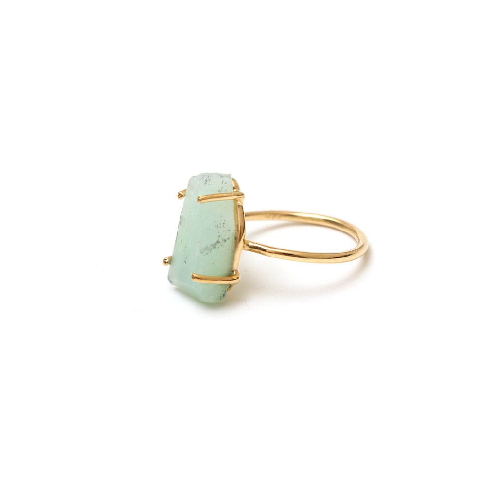 Mint Chrysoprase Rough Gemstone Prong Ring, 925 Sterling Silver Gold Plated ,Gift For Her, Set Of 5 Pieces - National Facets, Gemstone Manufacturer, Natural Gemstones, Gemstone Beads