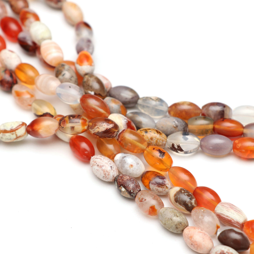 Natural Opal with Chalcedony Smooth Barrel Beads | 7x8.5 mm to 7x11 mm | Opal with Chalcedony | 8 inch strand - National Facets, Gemstone Manufacturer, Natural Gemstones, Gemstone Beads