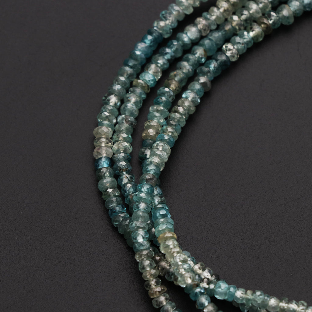 Blue Zircon Faceted Roundel Beads, 3 mm to 7.5 mm, Blue Zircon Faceted Beads - Gem Quality , 8 inch / 16 Inch Full Strand, Price Per Strand - National Facets, Gemstone Manufacturer, Natural Gemstones, Gemstone Beads
