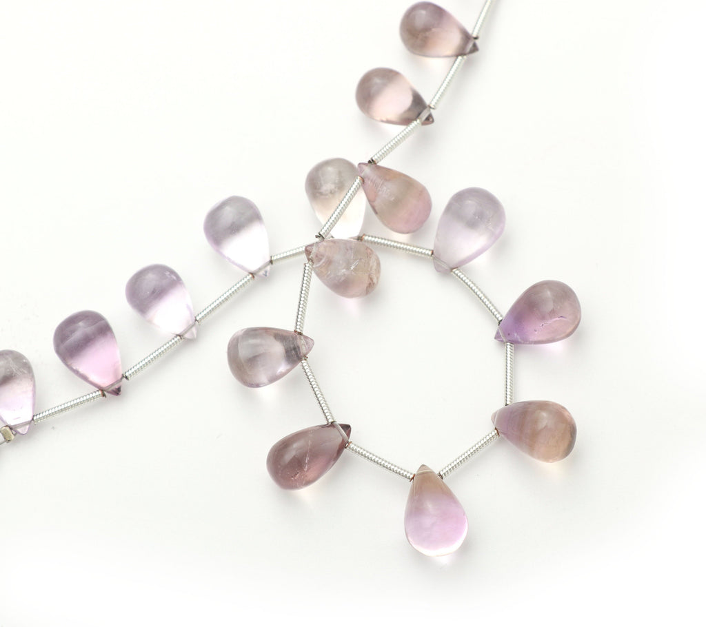 Ametrine Smooth Beads Briolette Drops, Beads Gemstone -11x7 mm to 12.5x8 mm- Ametrine Tear Drops , 8 Inch, Drops Beads, Ametrine Wholesale - National Facets, Gemstone Manufacturer, Natural Gemstones, Gemstone Beads