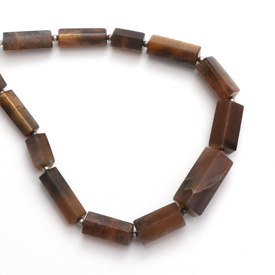 Moonstone Faceted Cylinder Beads - 6x13 MM to 8x18 MM - Moonstone Jewelry Making Beads - 8 Inch/ 20 Cm Full Strand, Price Per Strand