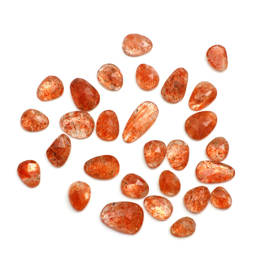 天然サンストーンファセット（ローズカット）オーガニックシェイプルースジェムストーン、8x17 mm、ローズカットジェムストーン、28個