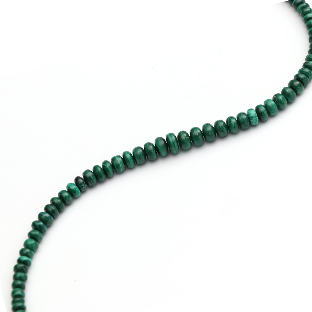 Natural Malachite Smooth Roundel Beads, 4 mm to 6.5 mm- Malachite Roundel- Gem Quality , 8 Inch/ 20 Cm Full Strand, Price Per Strand - National Facets, Gemstone Manufacturer, Natural Gemstones, Gemstone Beads