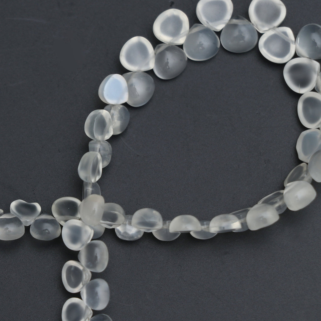 White Moonstone Heart Smooth Beads, 5x5 mm to 6x6 mm -White Moonstone Cabs - Gem Quality , 8 Inch/ 20 Cm Full Strand, Price Per Strand - National Facets, Gemstone Manufacturer, Natural Gemstones, Gemstone Beads