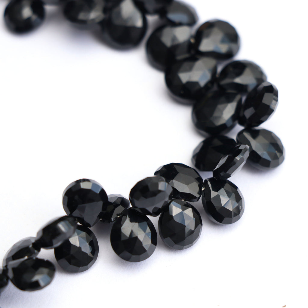 Natural Black Spinel Heart Faceted Beads, 8x7 mm to 11x9 mm ,Faceted Heart, Gemstone, Black Beads, Gemstone Beads, 8inch ,Price per Strand - National Facets, Gemstone Manufacturer, Natural Gemstones, Gemstone Beads