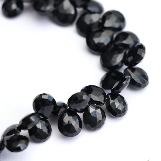 Natural Black Spinel Heart Faceted Beads, 8x7 mm to 11x9 mm ,Spinel Jewelry Making Beads, 8 inch ,Price per Strand