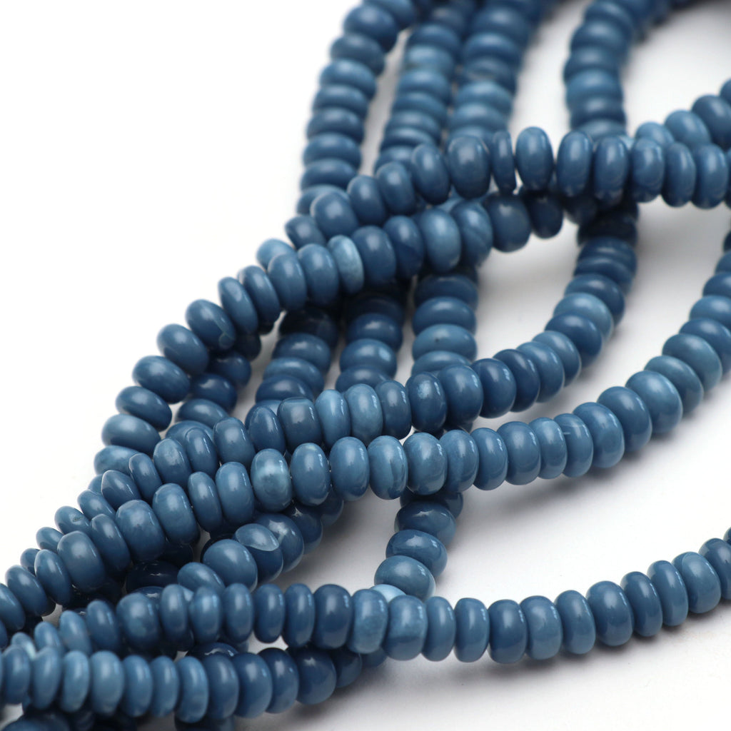 Blue Opal Smooth Roundel Beads, 5.5 mm to 10 mm, Blue Opal Roundel, Blue Opal Smooth, - Gem Quality , 8 Inch/18 Inch, Price Per Strand - National Facets, Gemstone Manufacturer, Natural Gemstones, Gemstone Beads