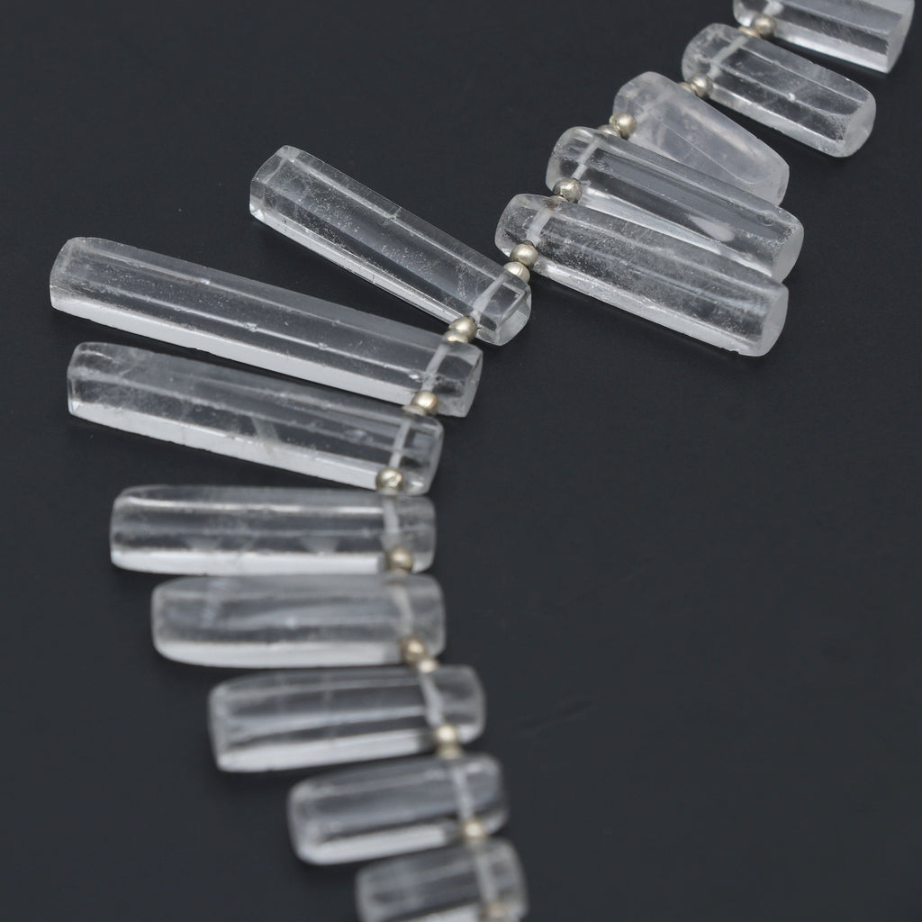 Crystal Smooth Long Slice, Cyrstal Long Slice, Smooth Slice Cyrstal- 14x5 to 25x5 mm - Crystal - Gem Quality , 5 Inch, Price Per Strand - National Facets, Gemstone Manufacturer, Natural Gemstones, Gemstone Beads