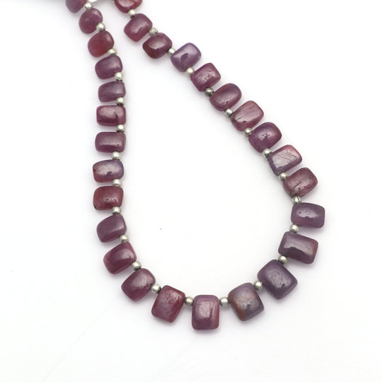 Natural Ruby Smooth Rectangle Shape Beads - 4x6 mm to 7x8 mm- Ruby Fancy Shape - Gem Quality , 20 Cm Full Strand, Price Per Strand