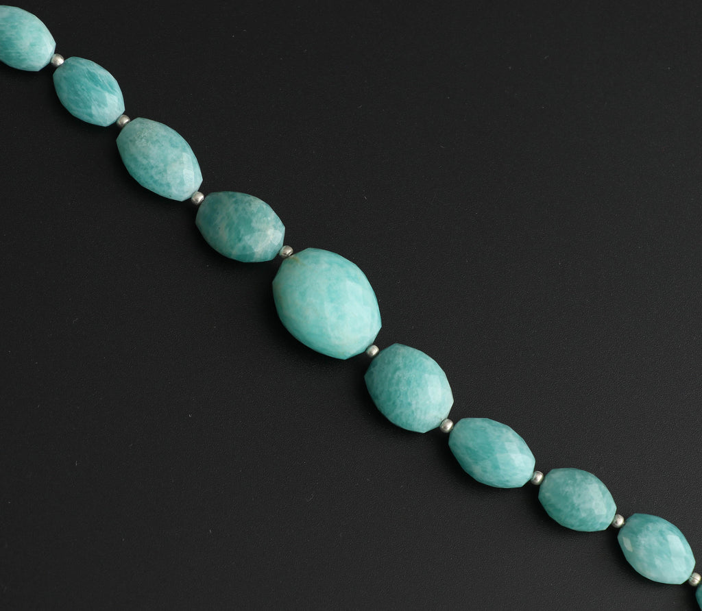 Amazonite Faceted Drum Shape - 6x10 mm to 12x20 mm - Amazonite Drum Shape - Gem Quality , 8 Inch/ 20 Cm Full Strand, Price Per Strand - National Facets, Gemstone Manufacturer, Natural Gemstones, Gemstone Beads