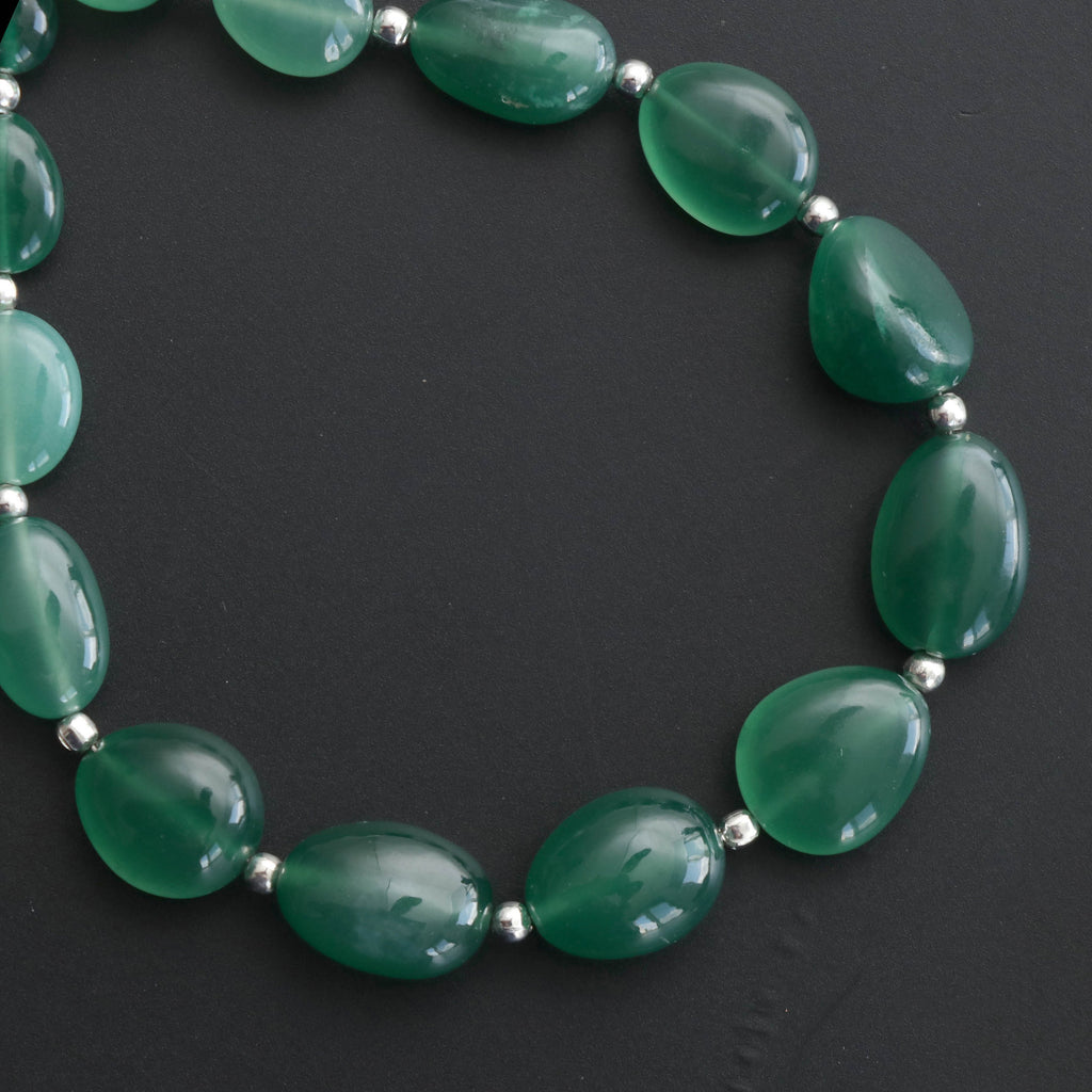 Natural Green Chalcedony Smooth Tumble - 8x6 mm to 13x9 mm - Green Chalcedony - Gem Quality ,7 Inch/ 20 Cm Full Strand, Price Per Strand - National Facets, Gemstone Manufacturer, Natural Gemstones, Gemstone Beads