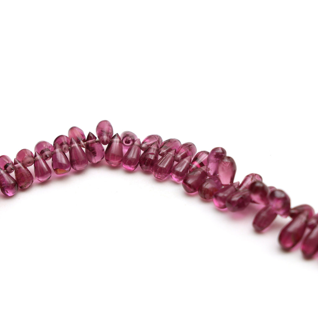 Natural Garnet Smooth Drop Beads | 4x2.5 mm to 7.5x4.5 mm | 9 Inch/ 18 Inch | Garnet Smooth Beads | Price Per Strand - National Facets, Gemstone Manufacturer, Natural Gemstones, Gemstone Beads