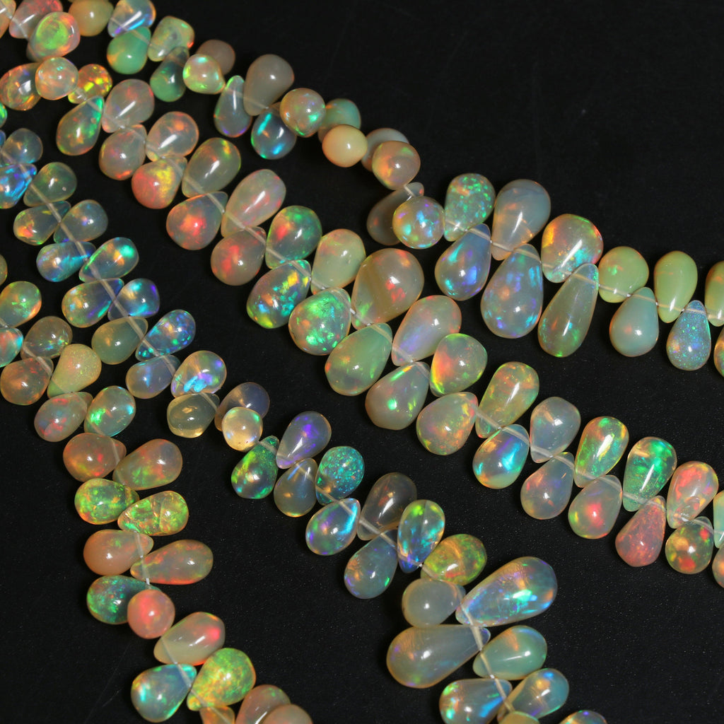 Natural Ethiopian Opal Smooth Drop Beads | 3.5x4.5 mm To 5.5x9 mm | Opal Drop Gemstone | 8 Inch Full Strand | Price Per Strand - National Facets, Gemstone Manufacturer, Natural Gemstones, Gemstone Beads