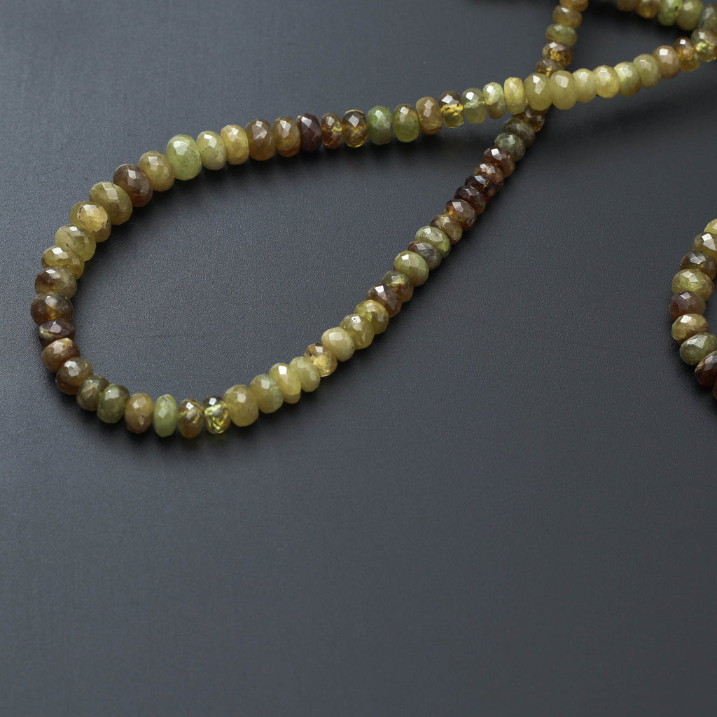 Sphene Faceted Roundel Beads, 5 mm to 7.5 mm, Sphene Roundel Beads, - Gem Quality , 8 Inch/16 Inch, Price Per Strand - National Facets, Gemstone Manufacturer, Natural Gemstones, Gemstone Beads