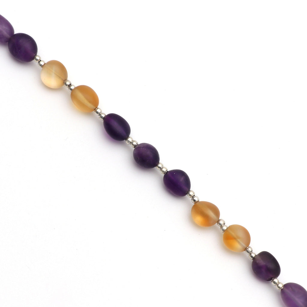 Amethyst+Citrine Smooth Tumble Beads - 8x9 MM - Amethyst Citrine - Gem Quality , 8 Inch/ 20 Cm Full Strand, Price Per Strand - National Facets, Gemstone Manufacturer, Natural Gemstones, Gemstone Beads