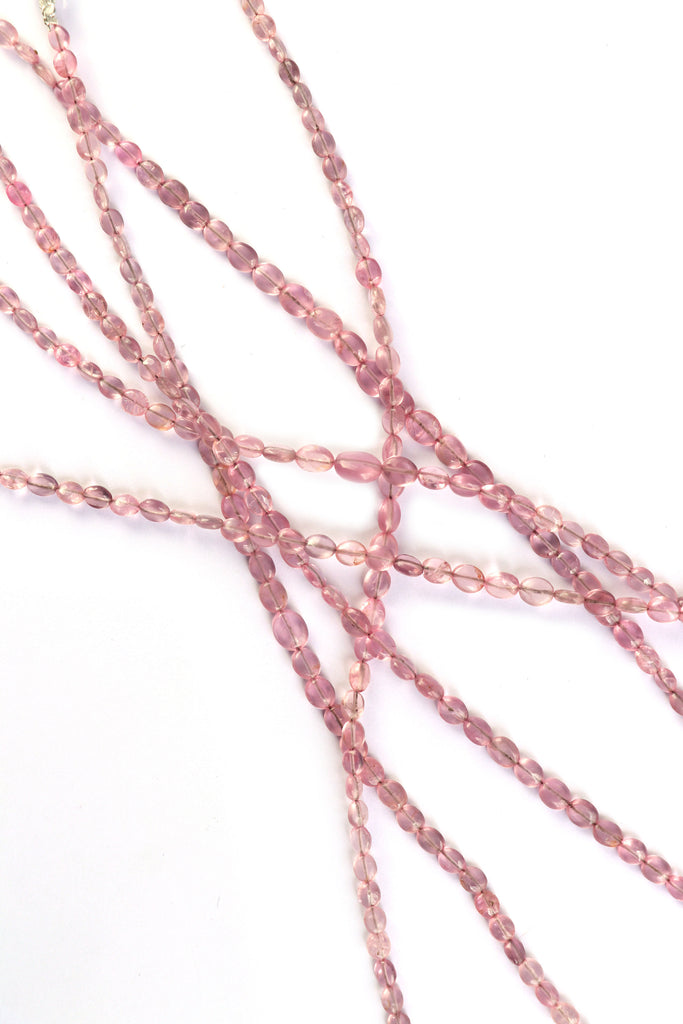 Natural Pink Tourmaline Oval Smooth Beads, 3x4 MM to 5x6 MM, Pink Tourmaline , 8 Inch, Per Strand Price - National Facets, Gemstone Manufacturer, Natural Gemstones, Gemstone Beads