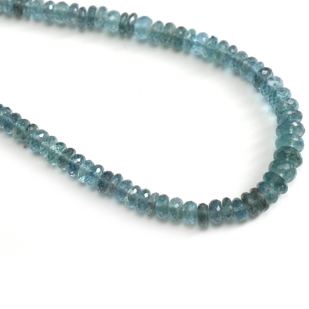 Natural Moss Aquamarine Faceted Roundel Beads, 5.5 mm to 7.5 mm- Moss Aquamarine Beads- Gem Quality,8 Inch/16 Inch/18 Inch, Price Per Strand - National Facets, Gemstone Manufacturer, Natural Gemstones, Gemstone Beads