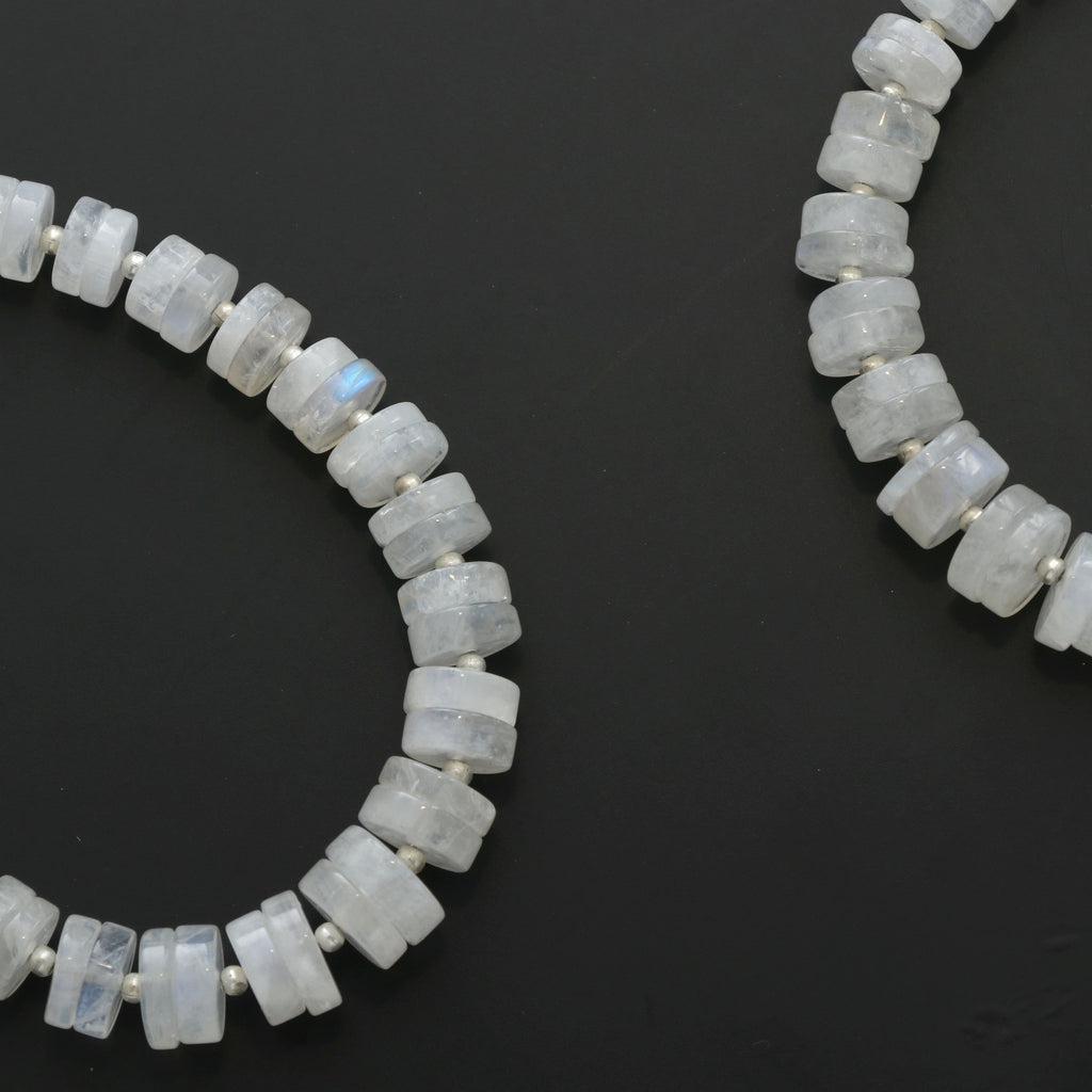 Rainbow Moonstone Smooth Tyre - 7 mm to 10 mm - Rainbow Moonstone - Gems Quality , 8 Inch Full Strand, Price Per Strand - National Facets, Gemstone Manufacturer, Natural Gemstones, Gemstone Beads