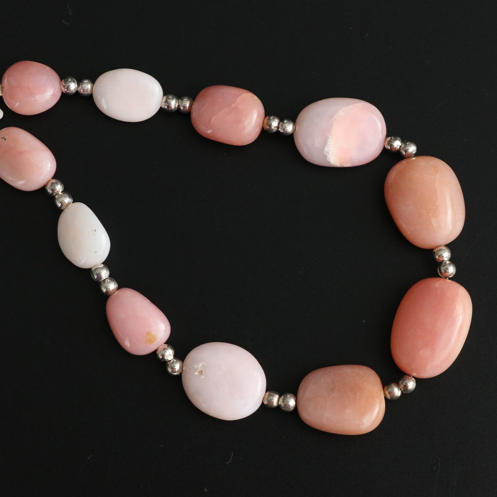 Pink Opal Smooth Tumble Beads - 10x11 mm to 13x17 mm - Pink Opal Gemstone - Gem Quality , 8 Inch/ 20 Cm Full Strand, Price Per Strand - National Facets, Gemstone Manufacturer, Natural Gemstones, Gemstone Beads