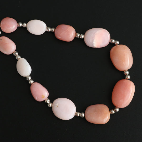 Pink Opal Smooth Tumble Beads - 10x11 mm to 13x17 mm - Pink Opal Jewelry Making Beads, 8 Inch/ 20 Cm Full Strand, Price Per Strand