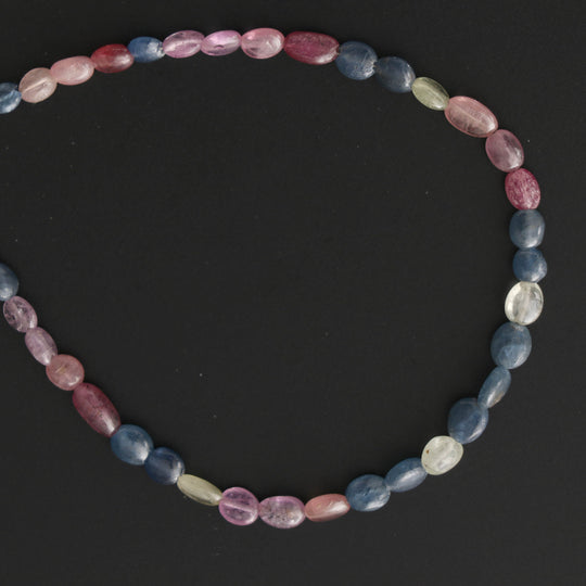 Natural Multi Sapphire Smooth Oval - 4x3mm to 5x4 mm - Multi Sapphire - Gem Quality , 8 Inch/ 20 Cm Full Strand, Price Per Strand